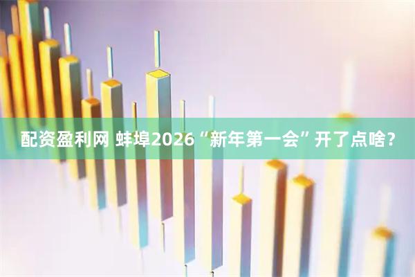 配资盈利网 蚌埠2026“新年第一会”开了点啥？